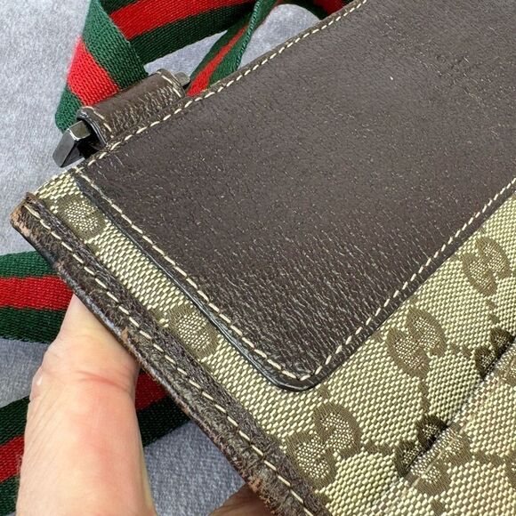 Gucci Vintage Web Crossbody Bag GG Canvas with Leather Small - Picture 11 of 15